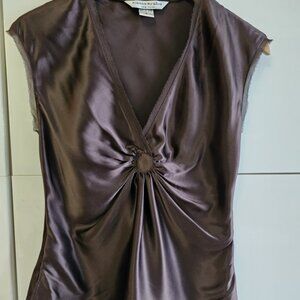 Vintage Bianca Nygard Choclate Brown 100% Silk Cami Tank Top